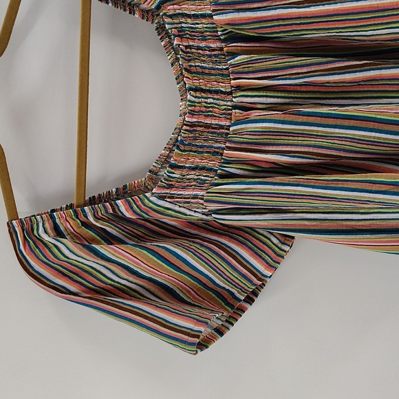 Joyspun Pullover Smocked Blouse Size XL Cotton Top Striped Flowy NWT - Picture 2 of 7